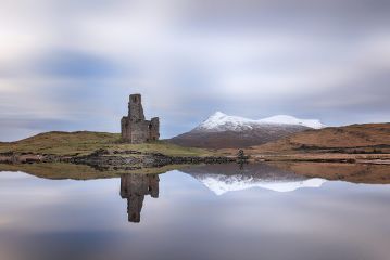 A 195 second long exposure of Ardvreck Castle and mountains reflecting off Loch Assynt, Scotland.<br /><a href="https://pixels.com/featured/ardvreck-castle-reflection-grant-glendinning.html"><font>Buy Print or Canvas</font></a><a></a> <a href="https://pixels.com/featured/ardvreck-castle-reflection-grant-glendinning.html"><img src="https://www.photoscotland.net/captionpic/Pixels.png" alt="Pixels.png" /></a><a></a>